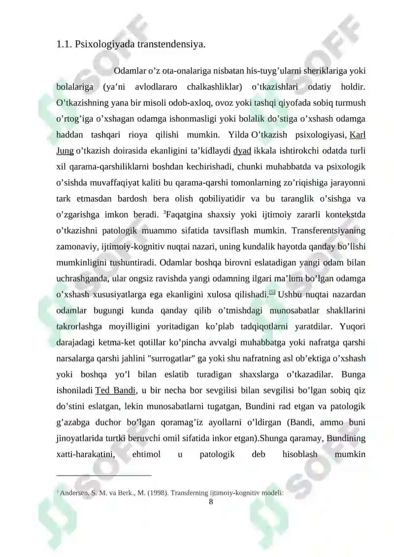 Shaxsning o‘z imkoniyatlari chegarasidan chiqishi (transtendensiya) 8