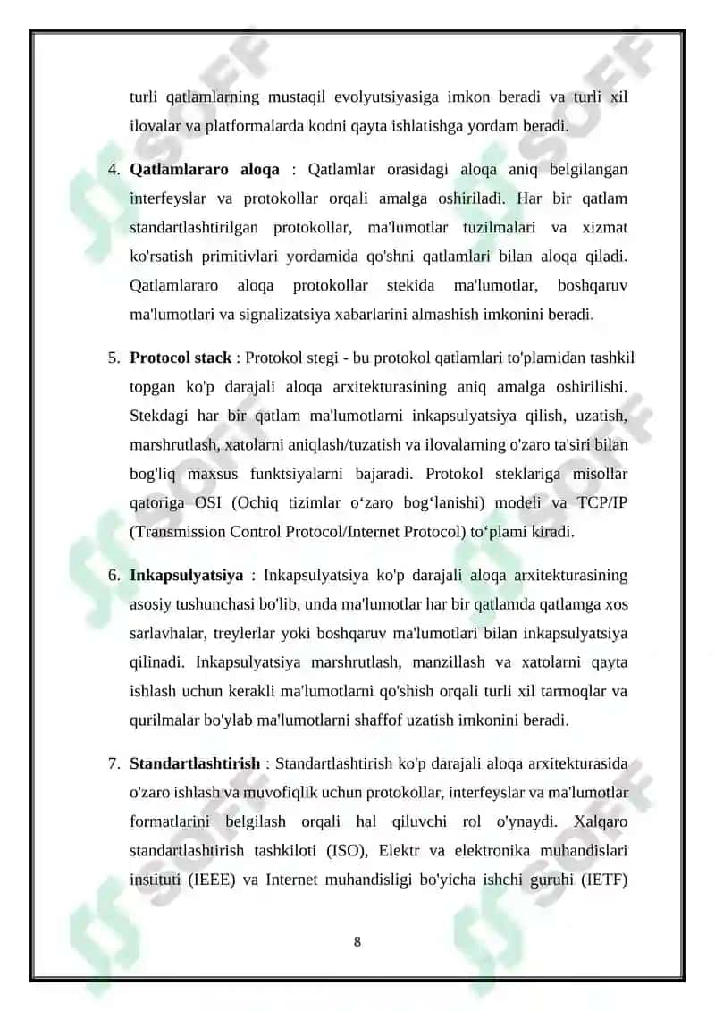 AXBOROT UZATISH VA TAQSIMLASH TIZIMLARI ARXITEKTURASI 8