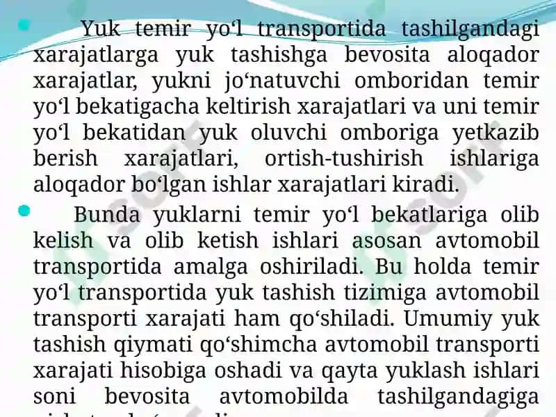 Trаnsportning аsosiy turlаri о‘rtаsidа yuk vа pаssаjir tаshishni оqilonа tаqsimlаsh 8