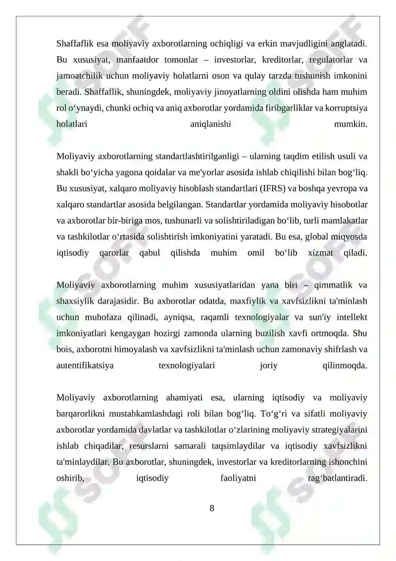 Moliyaviy axborotlarning amaliy qo'llanilishi va iqtisodiy ta'siri 8