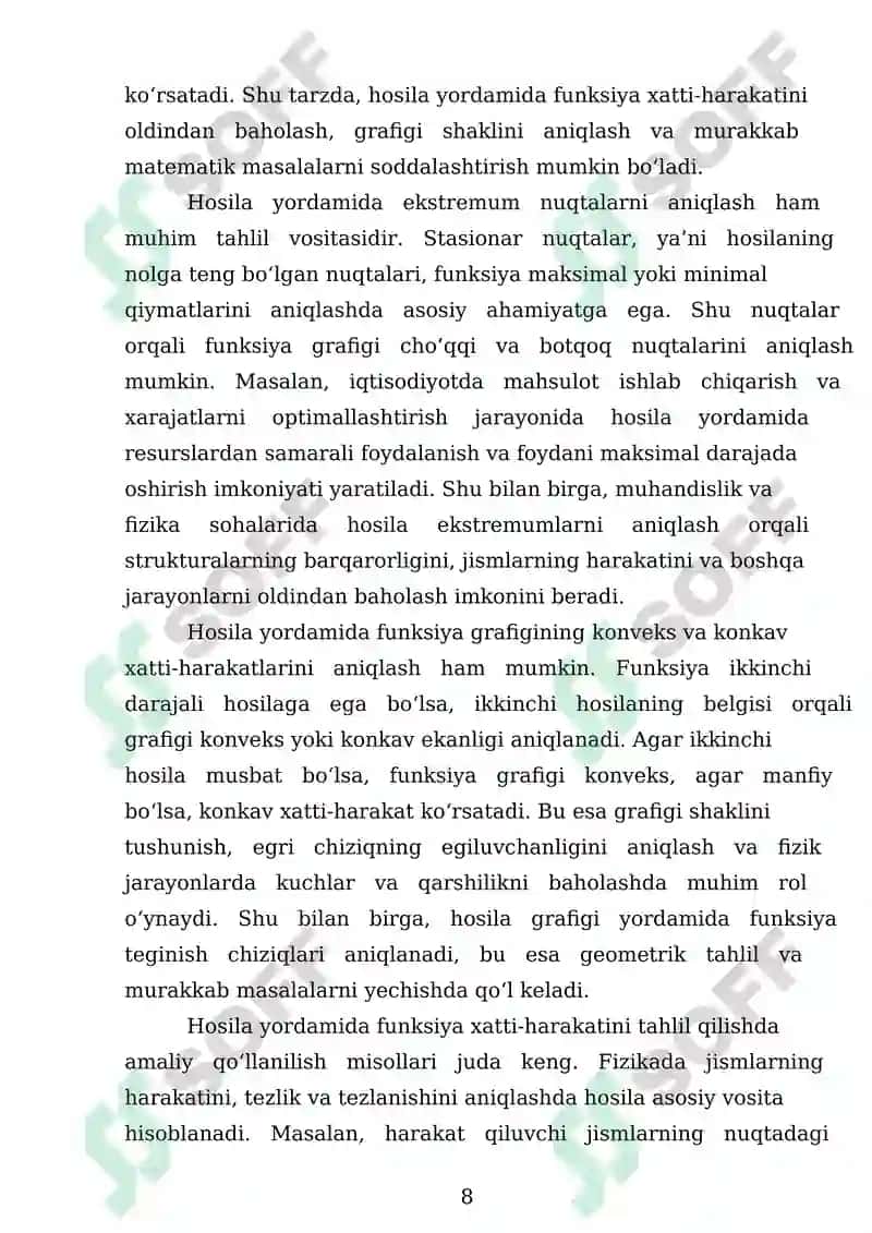 Hosilaning Tadbiqlari 8