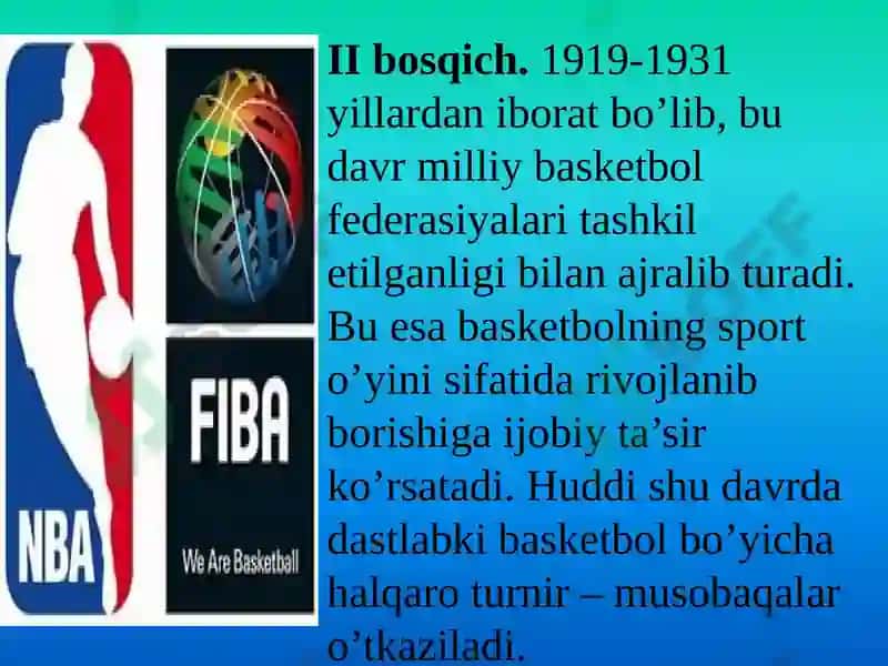 Basketbolo‘yinining kelib chiqishi va rivojlanish tarixi 8