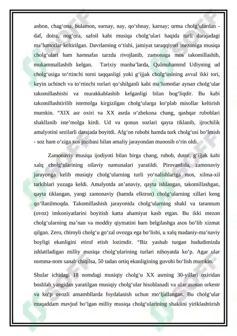 O’zbek xalq cholg’ularida  ijro imkoniyatlari, tovush xosil qilish vositalari 8