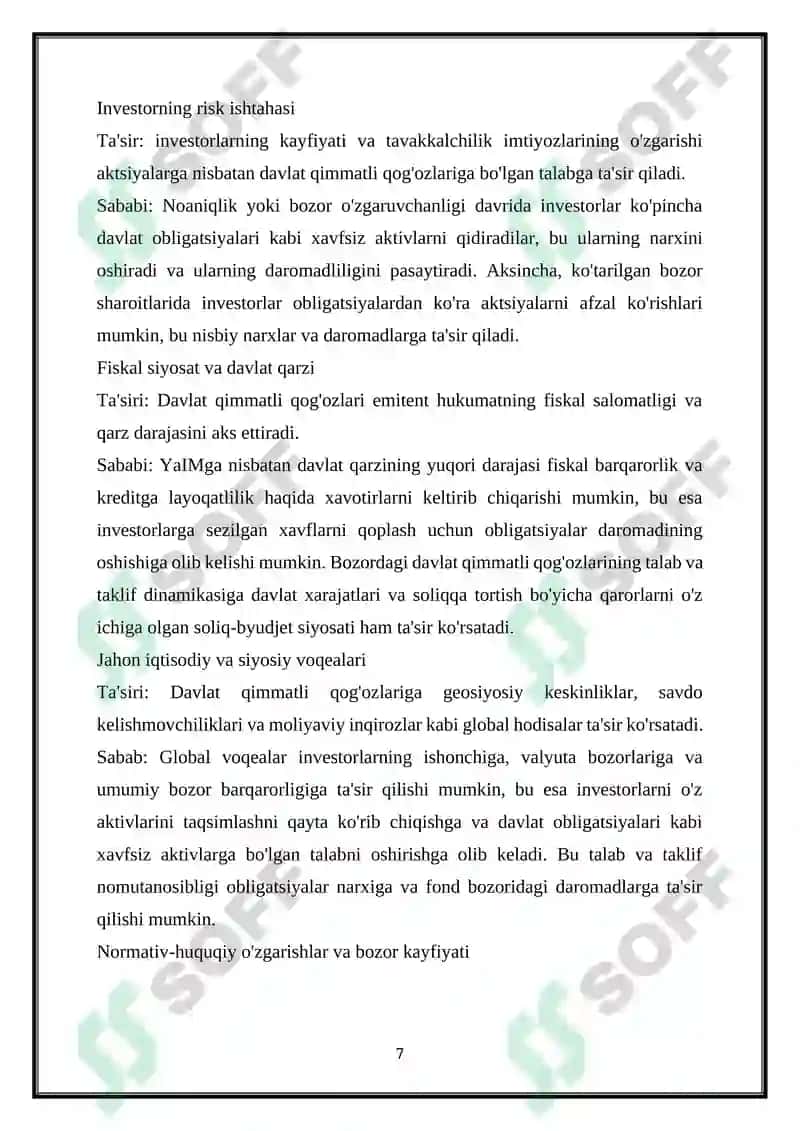 Davlat qimmatli qog'ozlarining fond bozoridagi joylashuvi 8