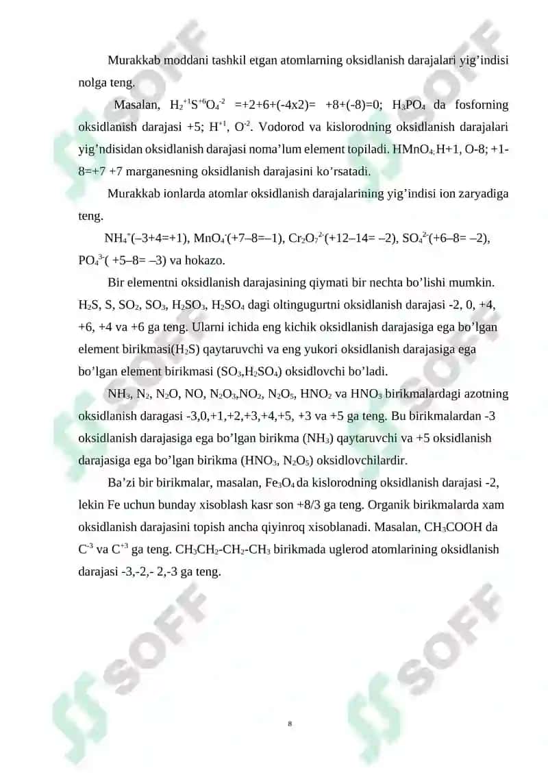 Oksidlanish qaytarilish va elektron balans asosida masalalar yechish 8