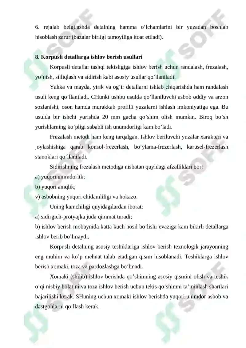 Korpusli detallarni ishlov berish texnologiyasi 8