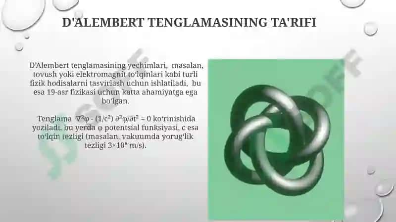 D’Alembert tenglamasining kovariant koʻrinishi 8