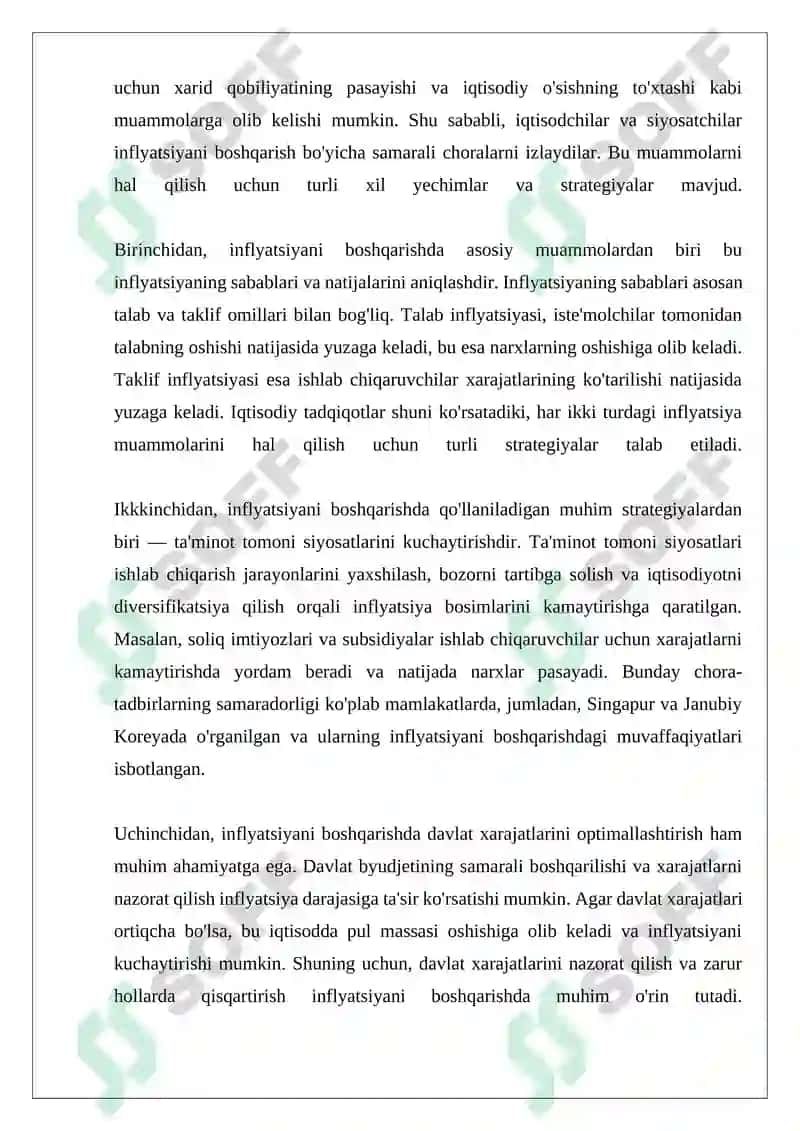 Inflyatsiyani Pasaytirishning Muqobil Strategiyalari 8