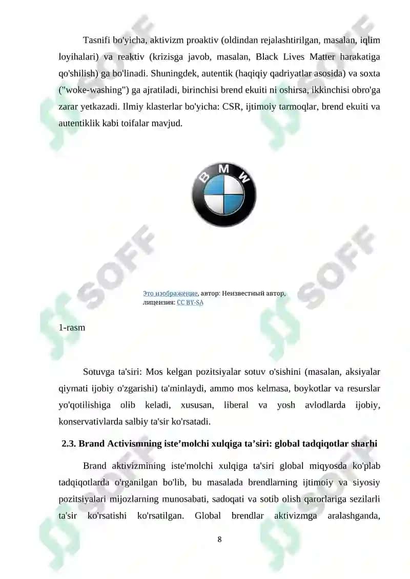 MAVZU: “BRAND ACTIVISM” – BRENDLARNING SIYOSIY VA IJTIMOIY POZITSIYASI SOTUVGA QANDAY TA’SIR QILISHI 8