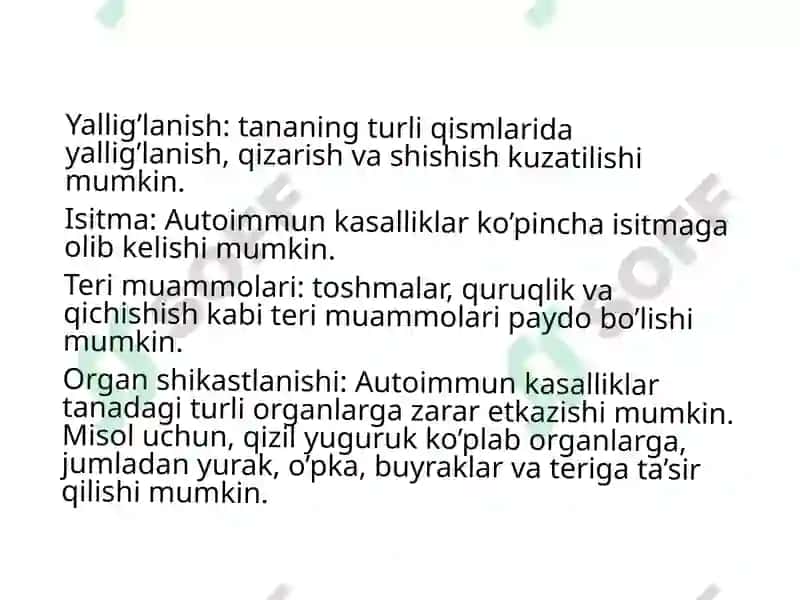 Autoimmun kasalliklar kelib chiqishi, profilaktikasi va diagnostika 8