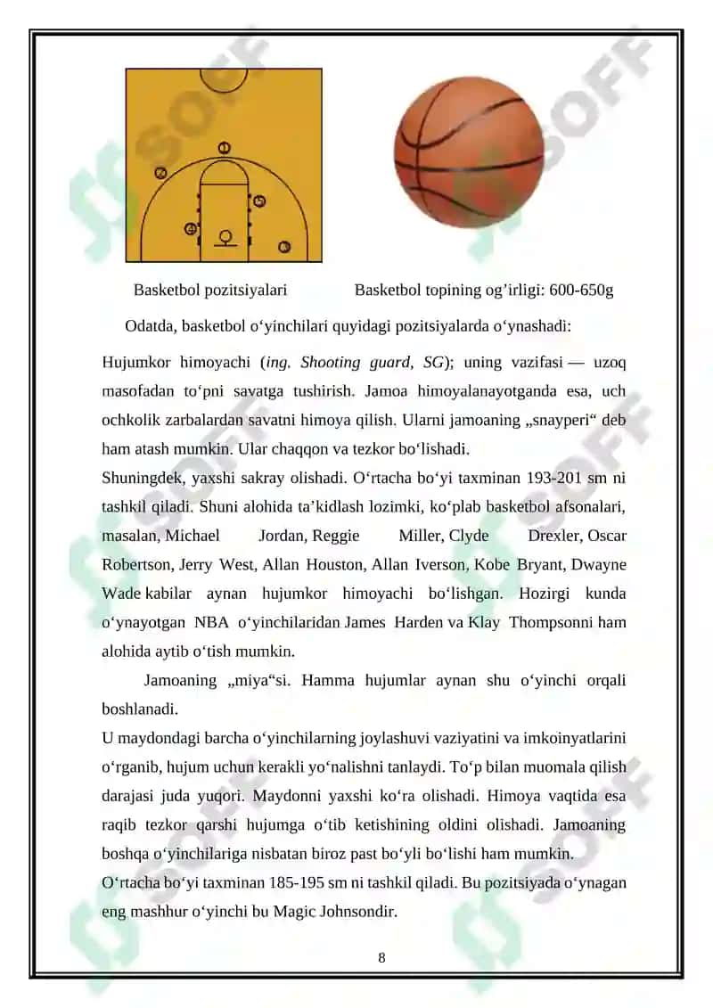 Basketbol o'yini maydonining tuzilishi asosiy jixozlari 8