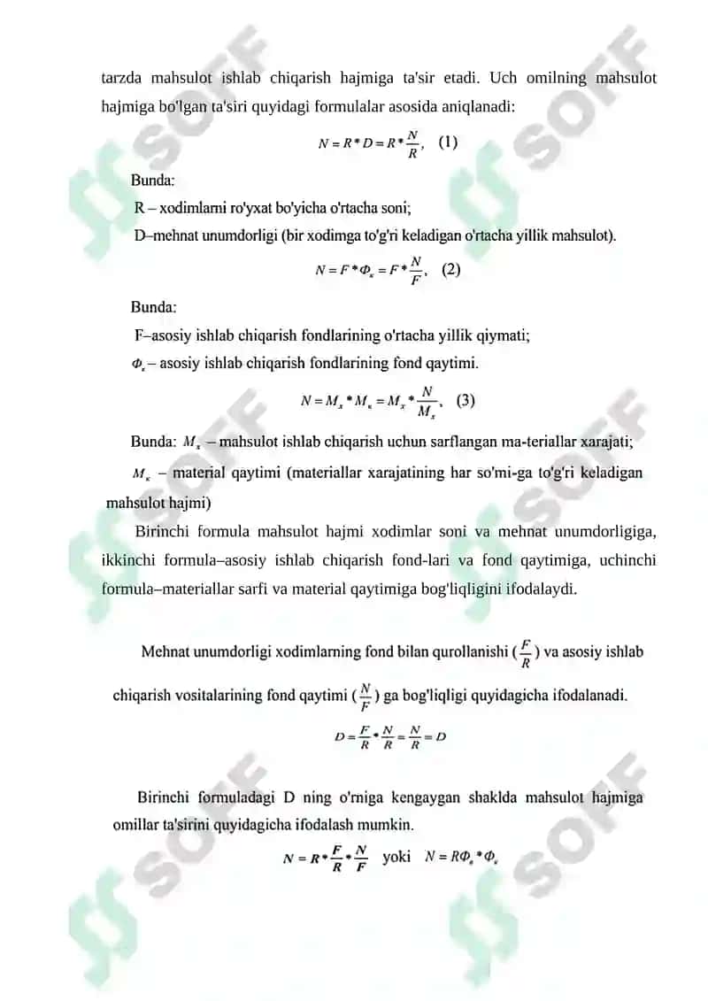 Mahsulot ishlab chiqarish xajmi taxlili va uning takomillashtirish 8