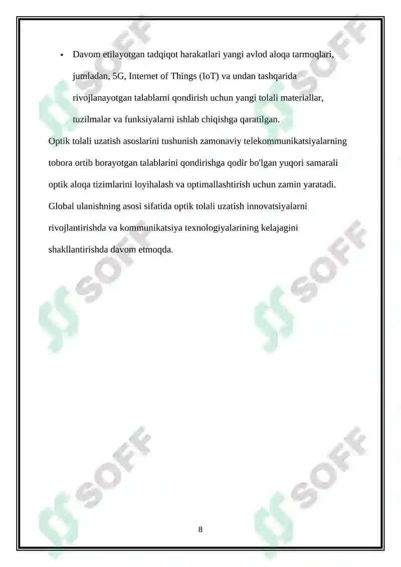 Optik aloqa tizimlari 8
