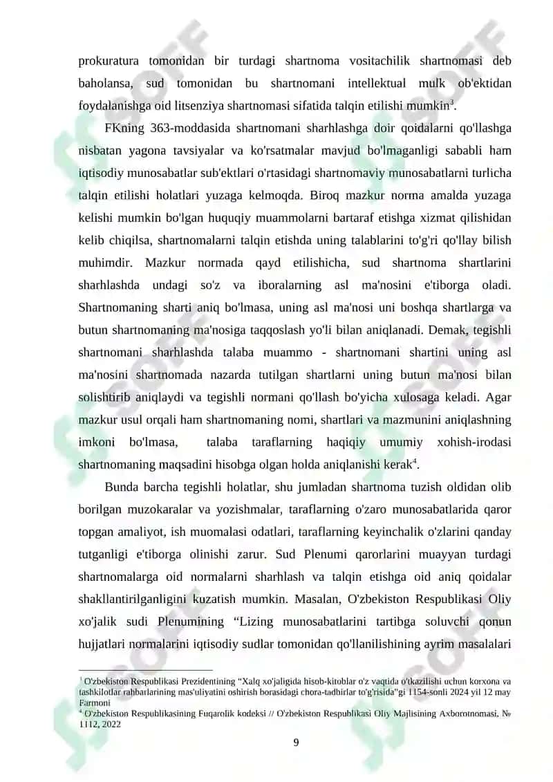 SHARTNOMAVIY XUQUQIY MUNOSABATLARNI TARTIBGA SOLUVCHI QONUNCHILIKNI O’ZIGA XOS XUSUSIYATI 8