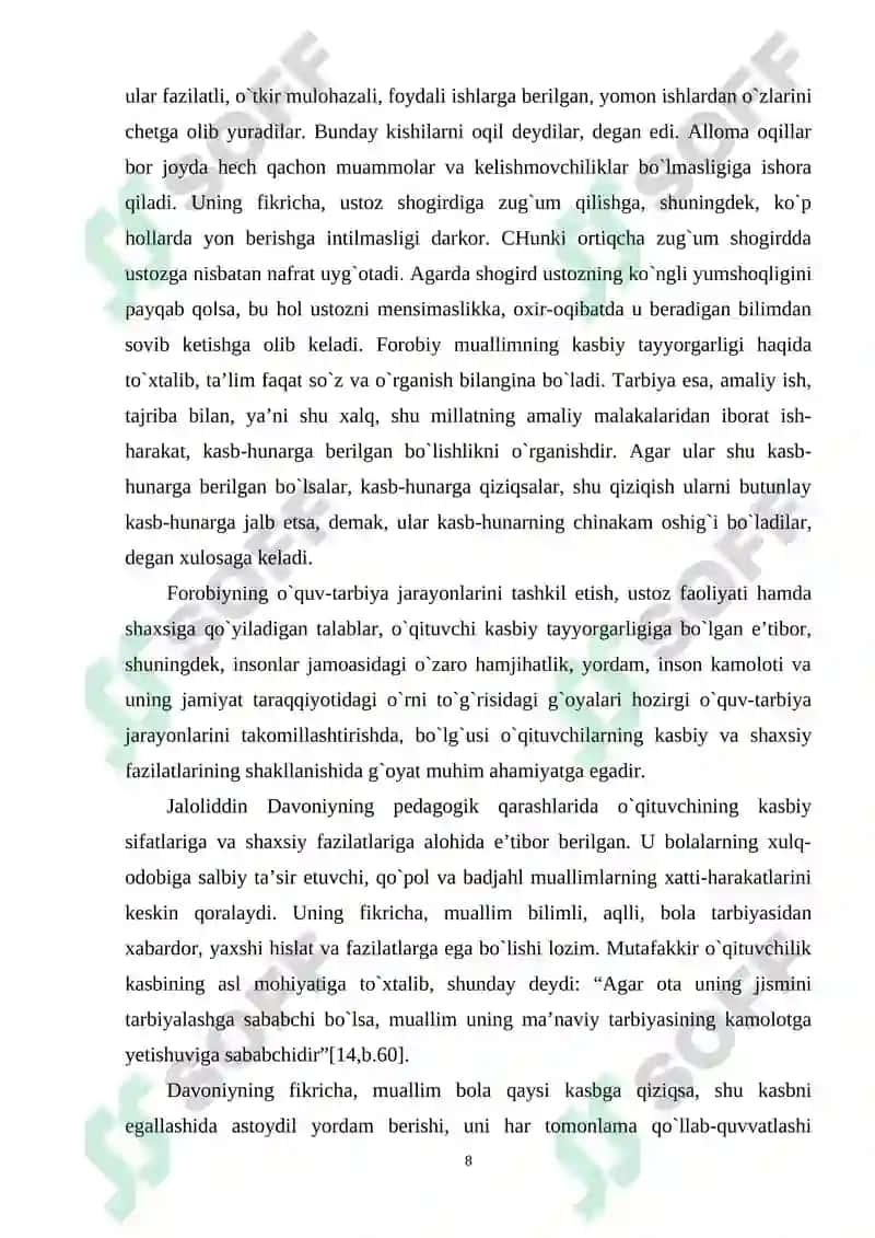 OLIY VA O`RTA MAXSUS KASB- HUNAR TA’LIMI PEDAGOGLARI IMIDJI SHAKLLANISHINING IJTIMOIY - PEDAGOGIK VA PSIXOLOGIK XUSUSIYATLARI 8