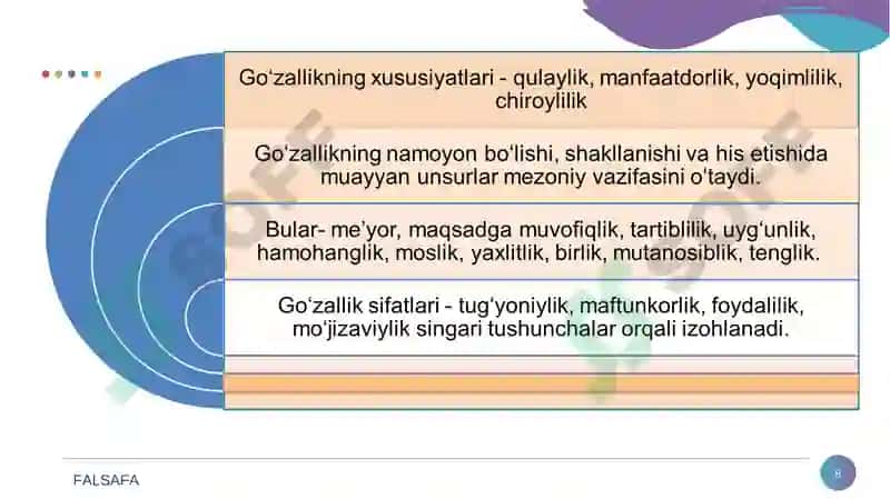 Nafosat falsafasi (Estetika) 8