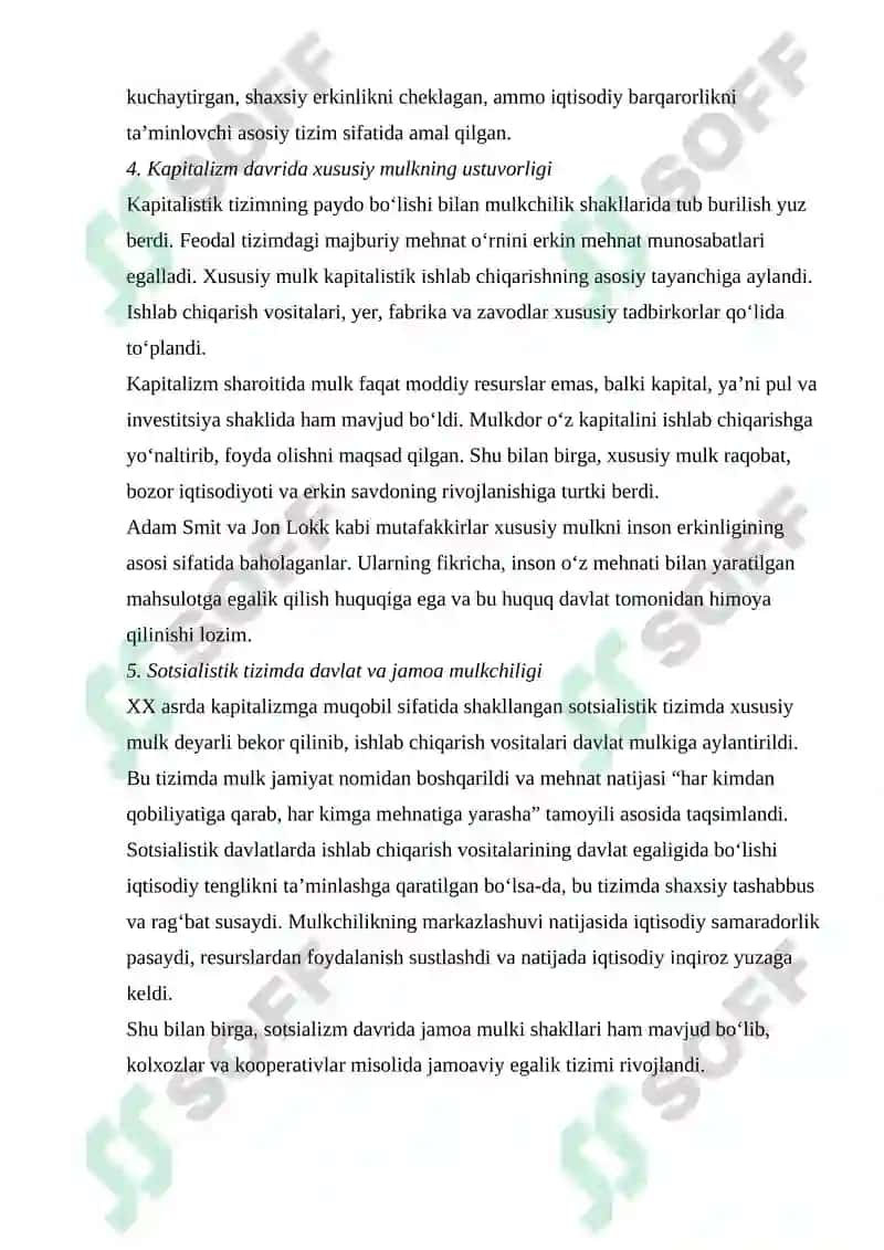MULK HUQUQLARI NAZARIYASI VA MULKCHILIK SHAKILLARI RIVOJLANISHINING EVALUTSIYASI 8