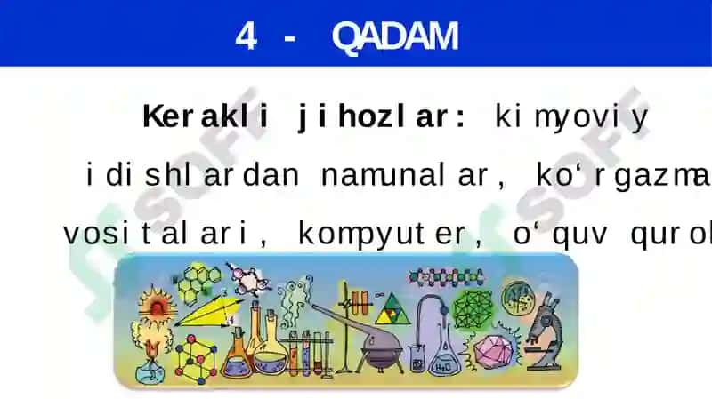 Kimyo xonasidagi jihozlar bilan ishlashda mehnat xavfsizligi qoidalari bilan tanishish 8