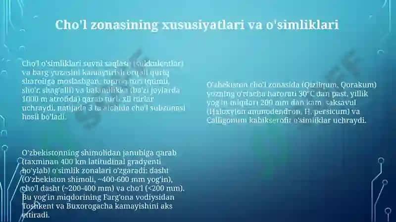 Òzbekistondagi kenglik zonasi òsimliklariga tavsif 8