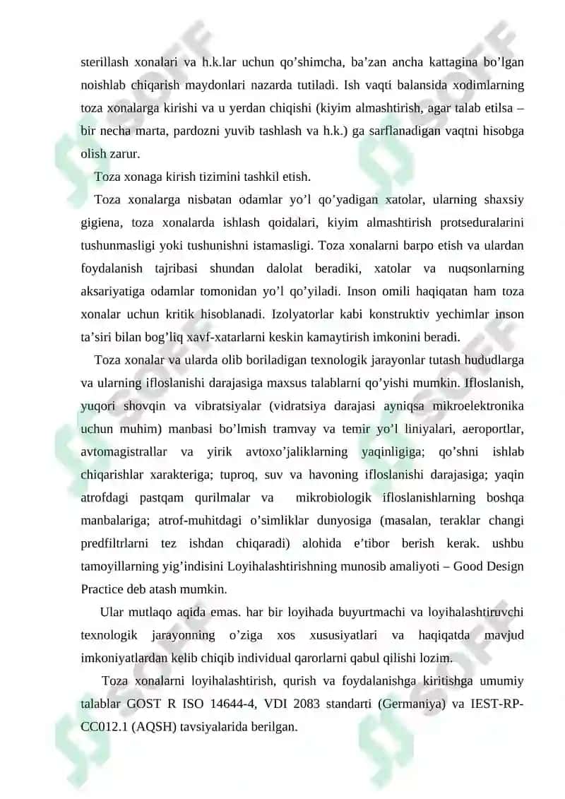 GEP Good Engineering Practice farmatsevtik korxonalarni va dorixona muassasalarini qurilishiga qo’yilgan gigienik talablar 8