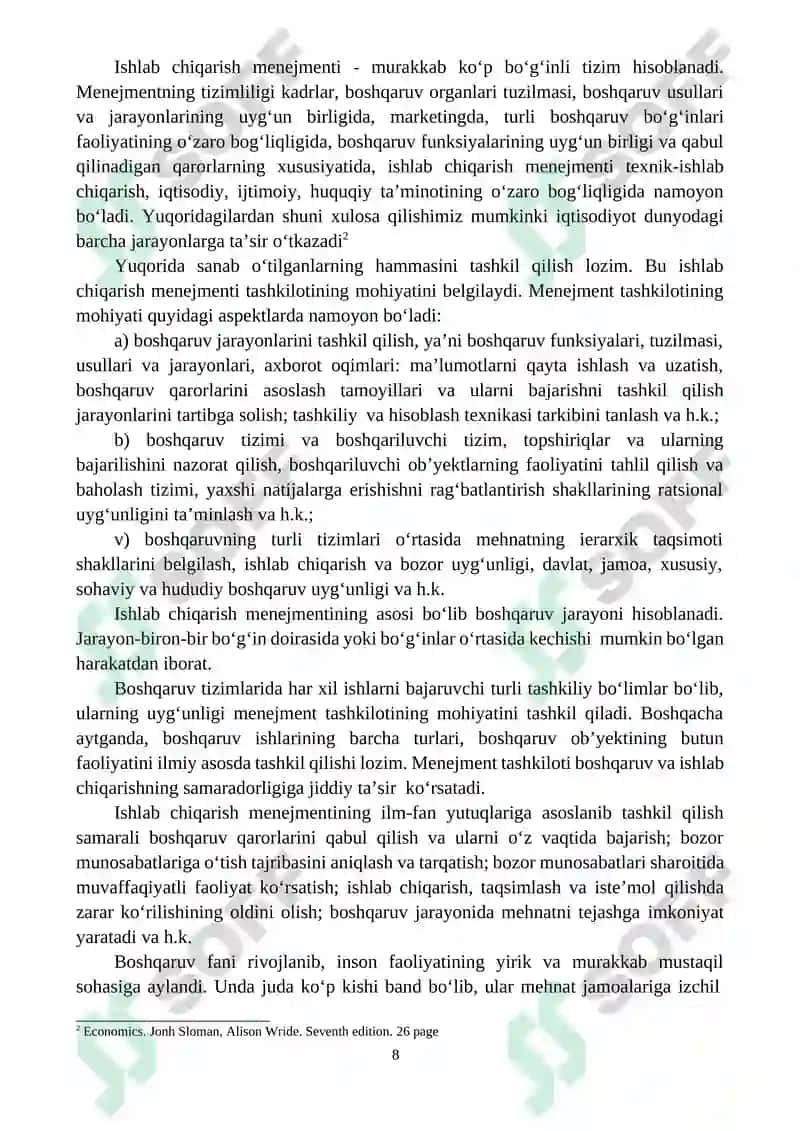 ISHLAB CHIQARISH MENEJMENTI 8