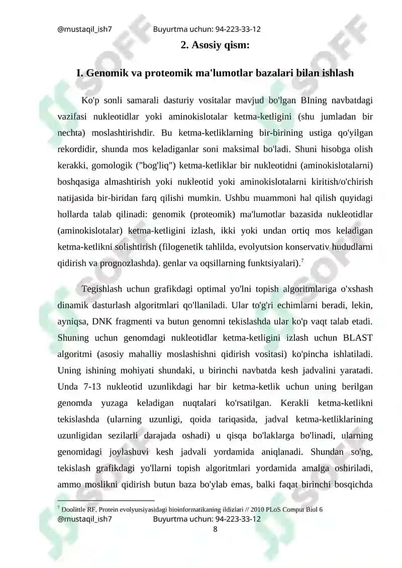 Bioinformatsion ma’lumotlar bazasi va ularning turlari 8