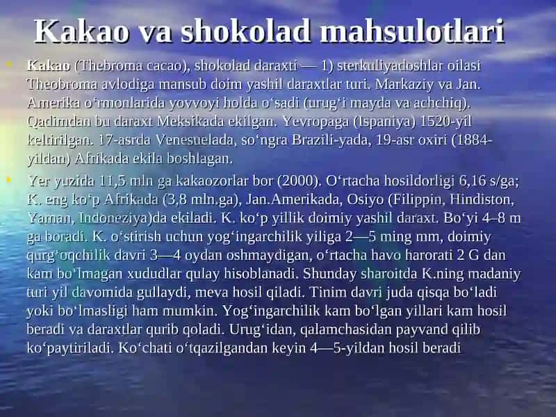 Qandolat mahsulotlari ishlab chiqarishdagi qo`llaniladigan qo`shimcha xom ashyo va materiallar 8