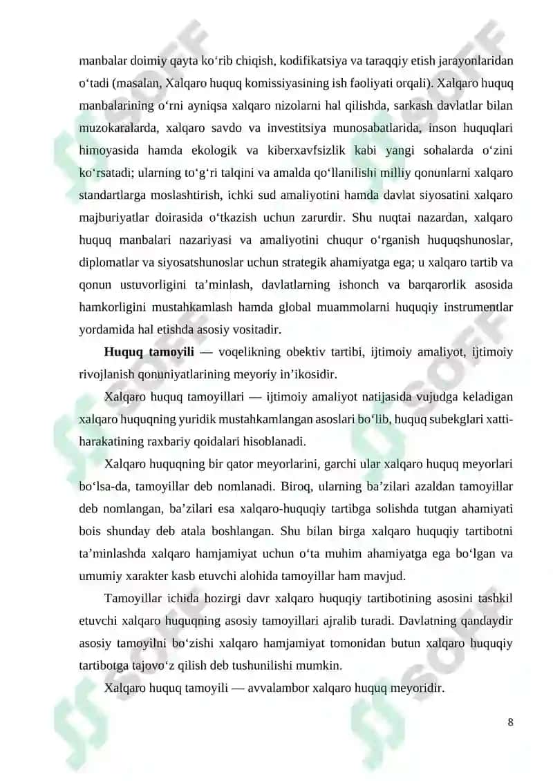 XALQARO HUQUQ MANBALARI TUSHUNCHASI VA TASNIFI 8