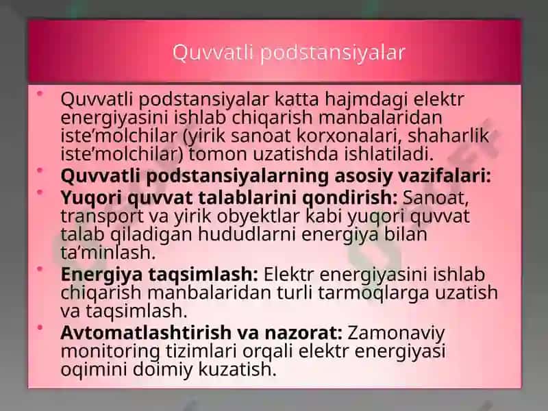 Oraliq va quvvatli podstantsiyalarning eliktr sxemalari 8