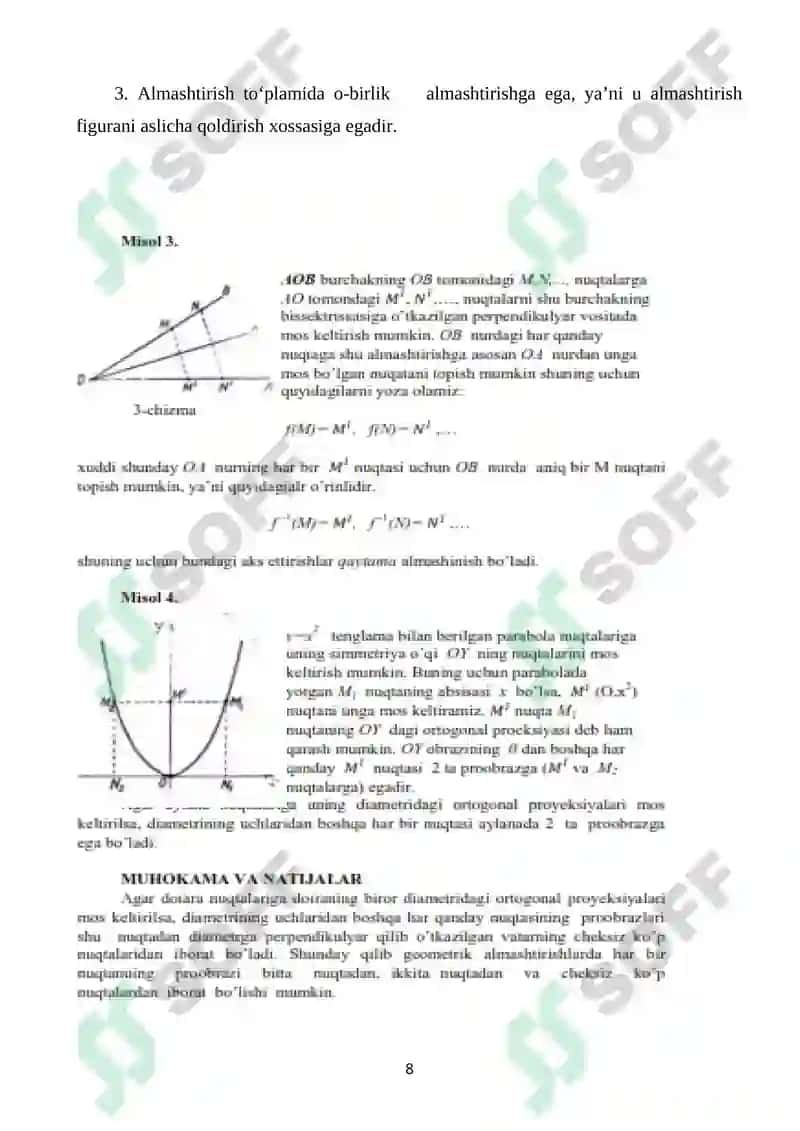 Tekislikda geometrik almashtirishlar va ularning qo‘llanilishi 8