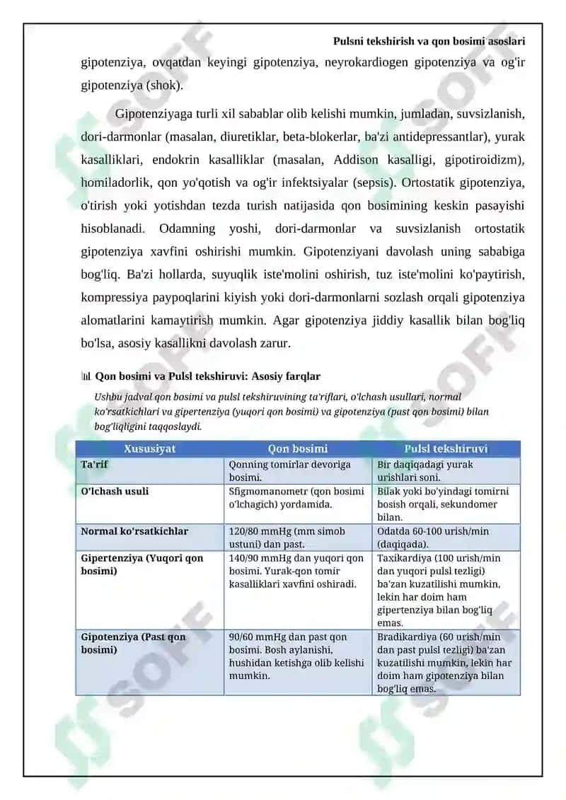 Pulsni tekshirish va qon bosimi asoslari 8