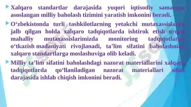 Xalqaro Baholash Dasturi 8