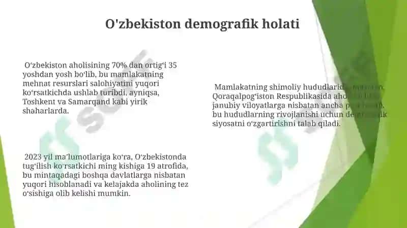 O'zbekistonning Demografik Salohiyati 8