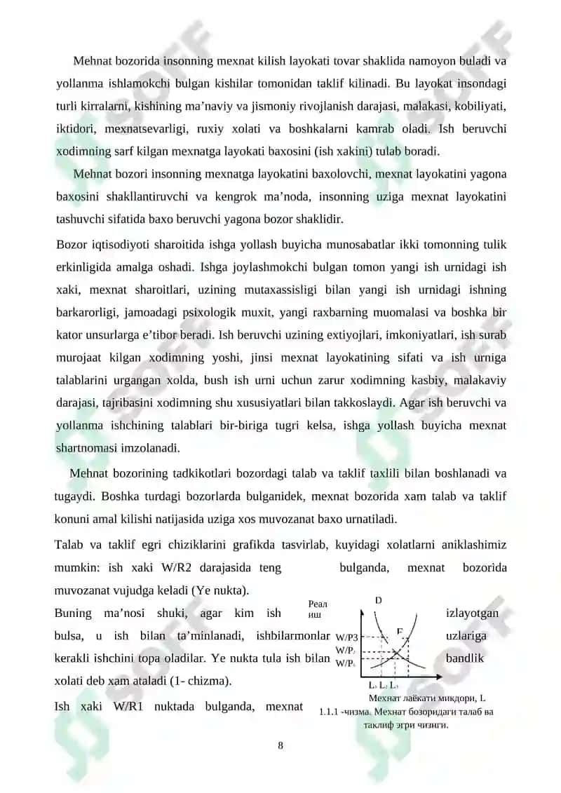 HUDUDLARDA MEHNAT BOZORINI TATIBGA SOLISH 8