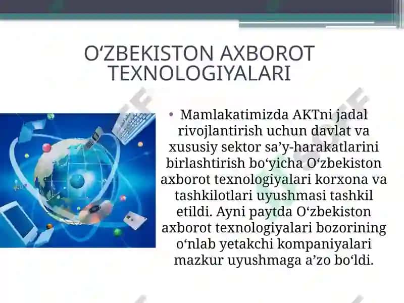 IQTISODIYOTDA AXBOROT TEXNOLOGIYALARI KOMMUNIKASIYA TEXNOLOGIYALARINI RO'LI VA AHAMIYATI 8