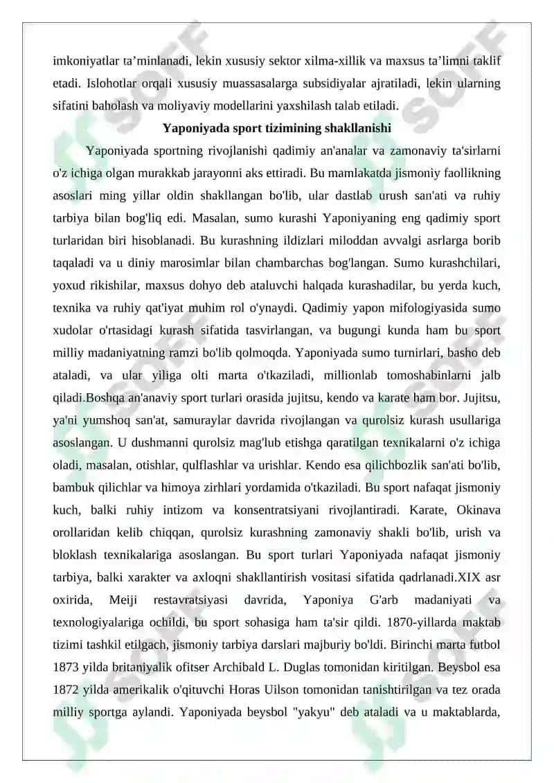 Yaponiya davlatida Ta’limni rivojlanishi va Yapanoyida sportni rivojlanishi 8
