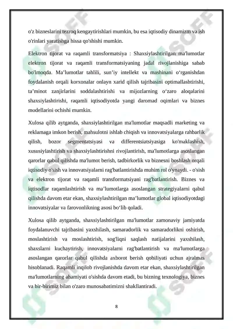 SHAXSGA YOʻNALTIRILGAN AXBOROT 8