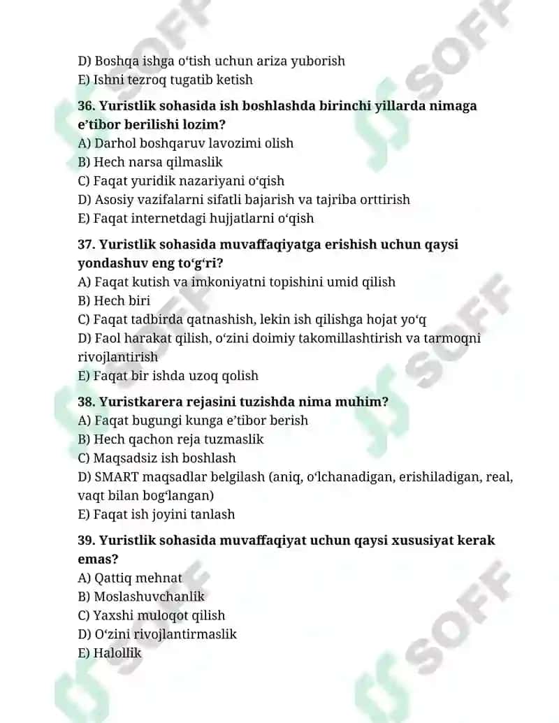 HUQUQQIY KO`NIKMALAR VA METADALOGIYA FANIDAN YUZASIDAN TEST SAVOLLARI 8