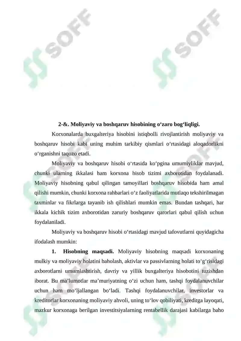 MOLIYAVIY HISOB VA BOSHQARUV HISOBINING UMUMIY VA FARQLI JIHATLARI 8