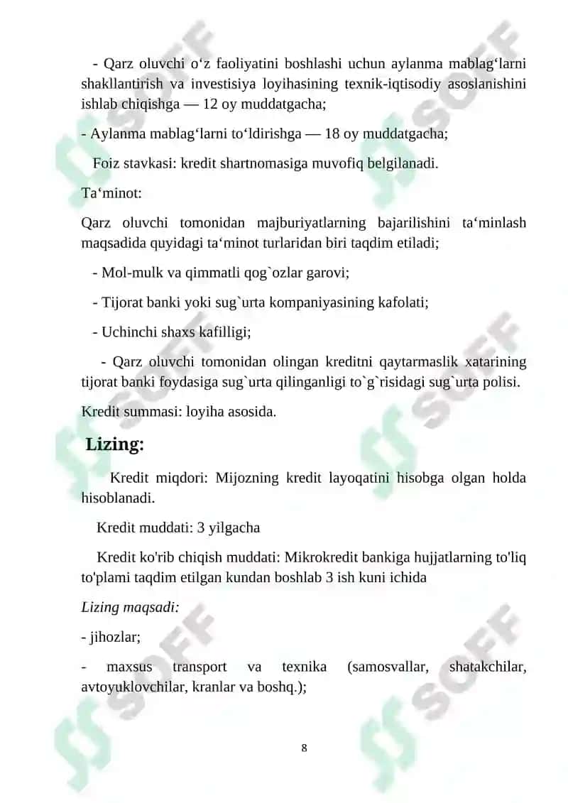Aksiyadorlik tijorat Mikrokredit banki amaliyot bo`yicha hisobot 8