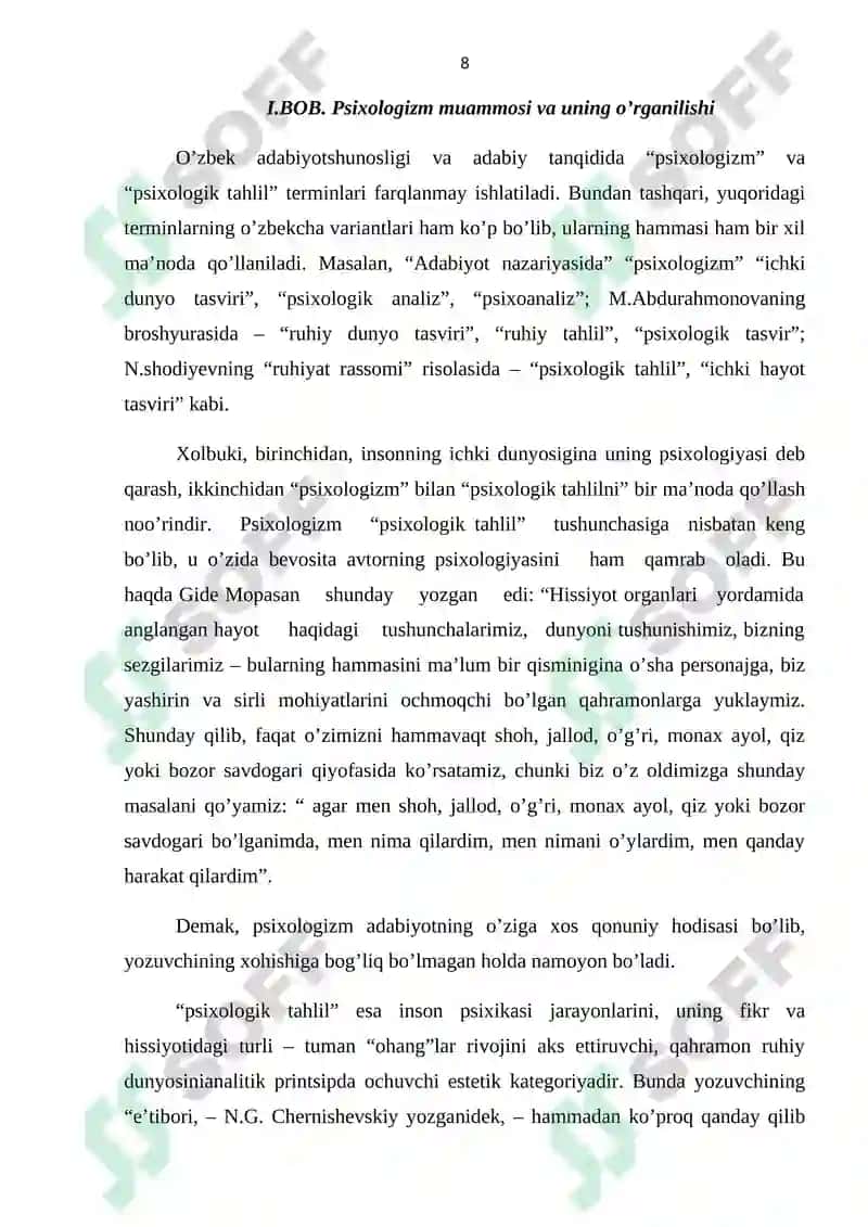 “Hozirgi o’zbek nasrida psixologizm” (Tog’ay Murod nasri misolida) 8