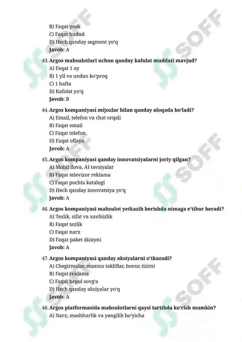 Argos 2025-yilgi  (Zamonaviy Texnologiya) 500 test javoblari bn 8
