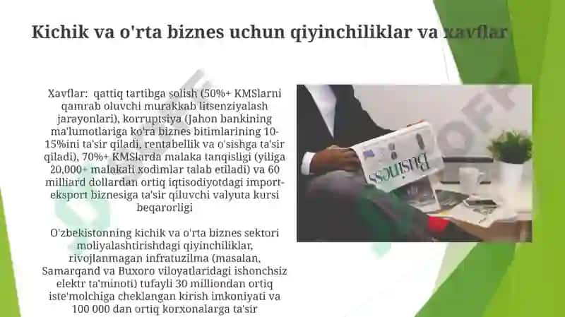 OʻZBEKISTONDA KICHIK BIZNES VA TADBIRKORLIKNI RIVOJLANTIRISH ISTIQBOLLARI 8