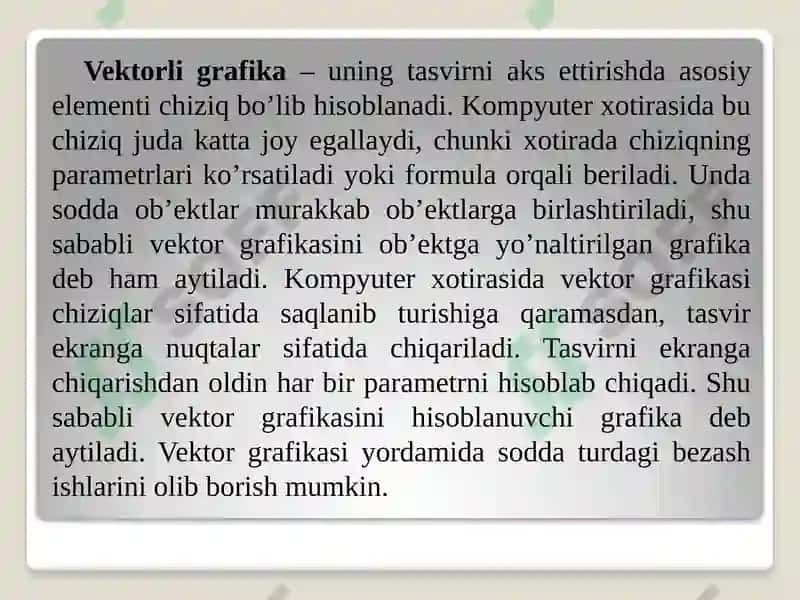 Ma'ruzamavzu: Grafik modellashtirish. Loyihalash jarayonida amaliy dasturlarnigrafik imkoniyatlaridan foydalanish 8