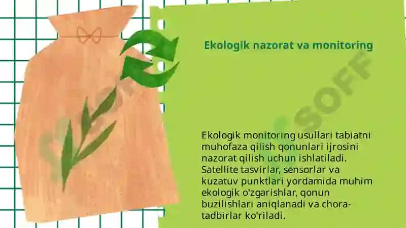 O'zbekiston Respublikasi tabiatni asrashga doir qonunlarni o'rganish va tahlil qilish. 8