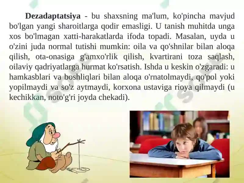 Dezadaptatsiya va uning o'smir xulqi 8