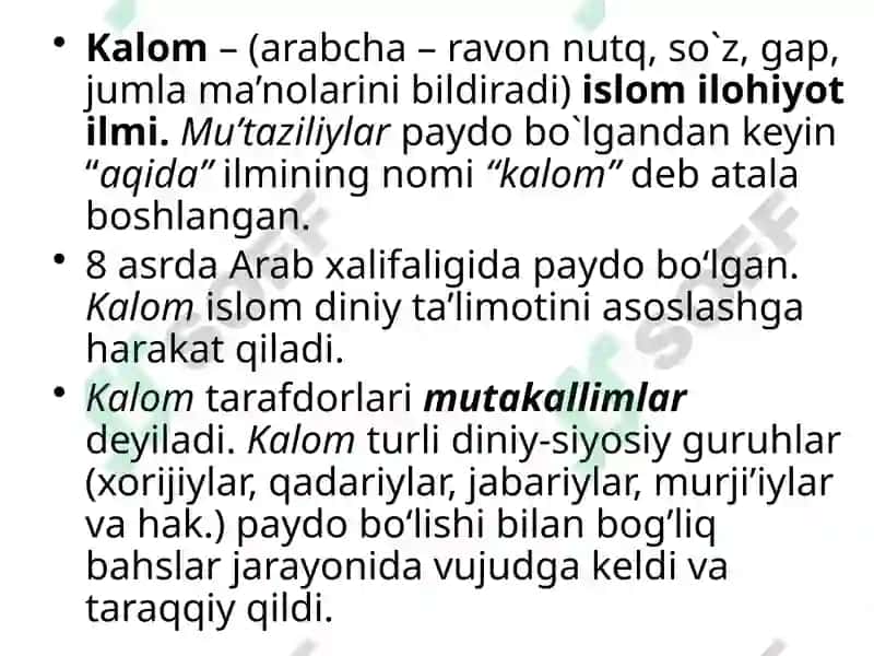 Islomdinining aqidaviyyo’nalishlari va maktablari 8