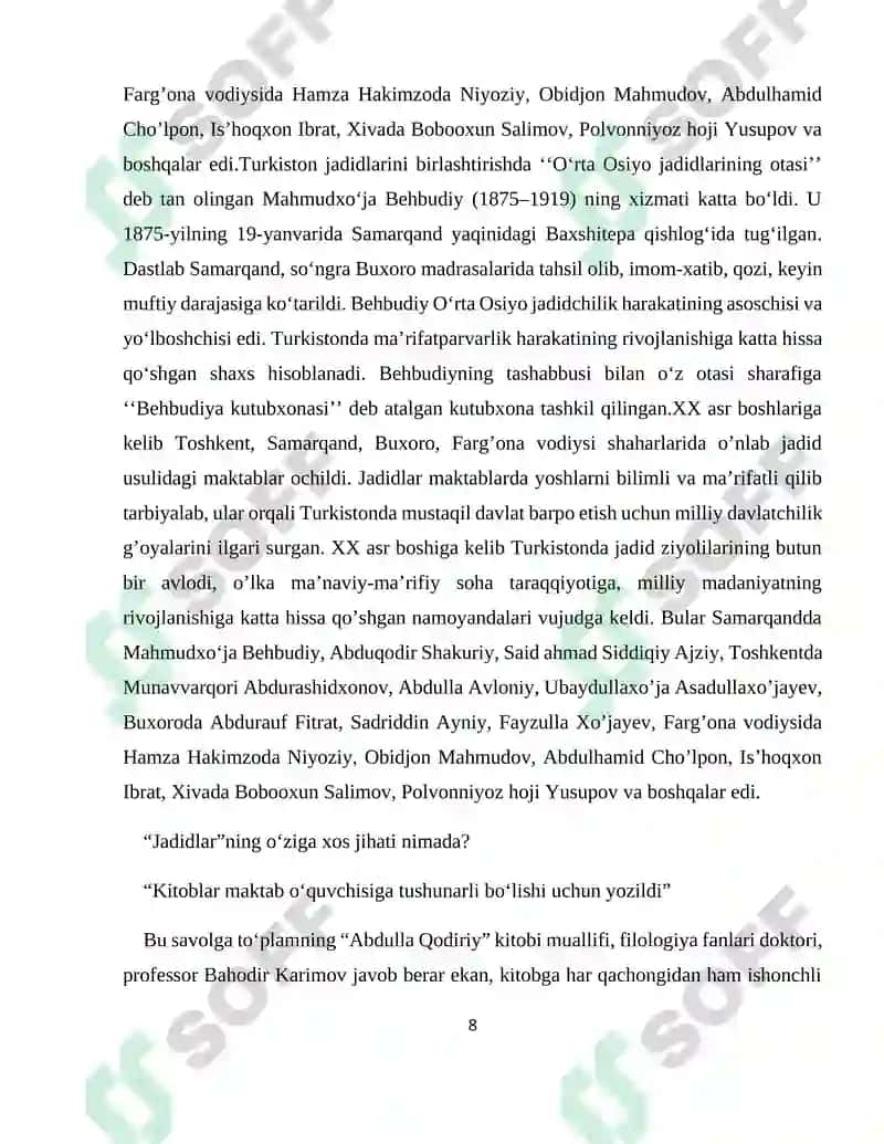 Uchinchi Rennesans yaratishda jadid mutafakkirlarini o‘rni 8