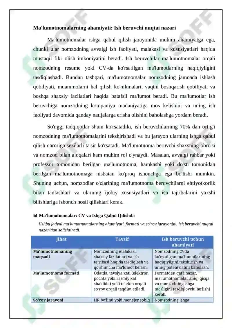 Rezyume, CV, Ma’lumotnoma hujjatlari 8
