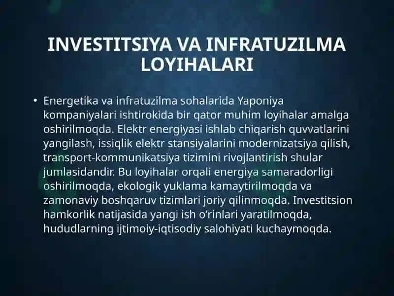 Yangi Oʻzbekiston va Yaponiya munosabatlari 8